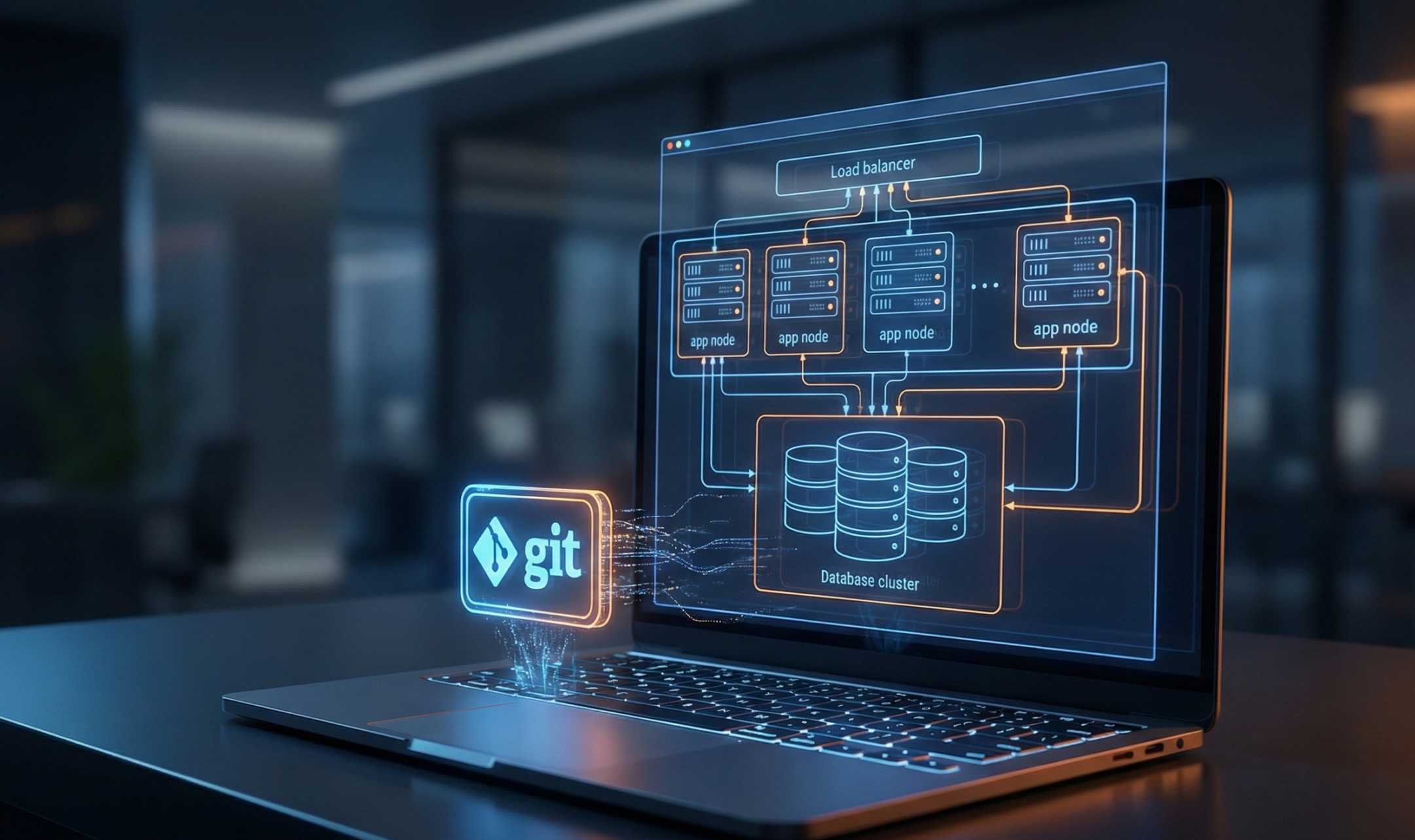 Git push deploying to a load balancer, app nodes, and database cluster on App Hosting